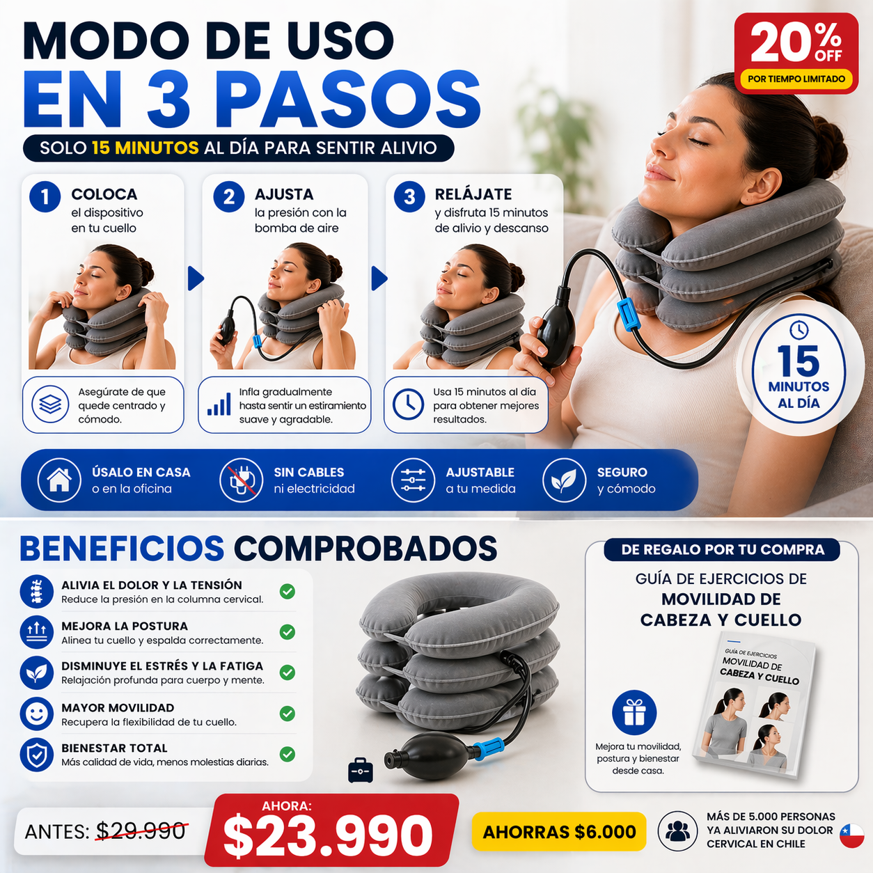 NeckRelief™ Pro | Cojín Inflable de Alivio Cervical