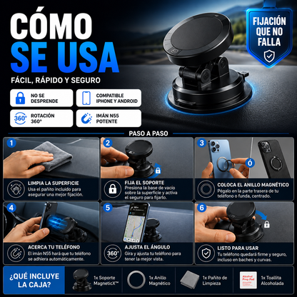 MagneticX™ | Soporte Magnético con Fijación por Vacío