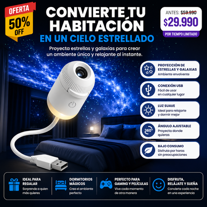 NovaDream™ | Proyector de Galaxias y Estrellas USB