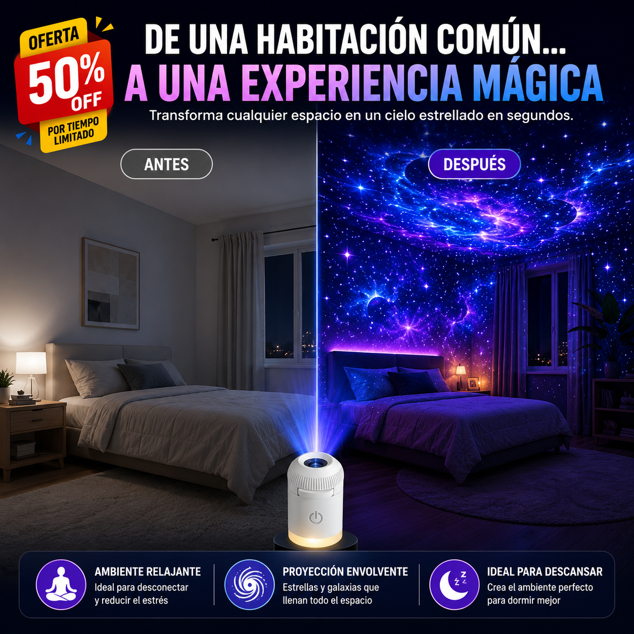 NovaDream™ | Proyector de Galaxias y Estrellas USB