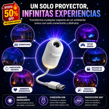 NovaDream™ | Proyector de Galaxias y Estrellas USB