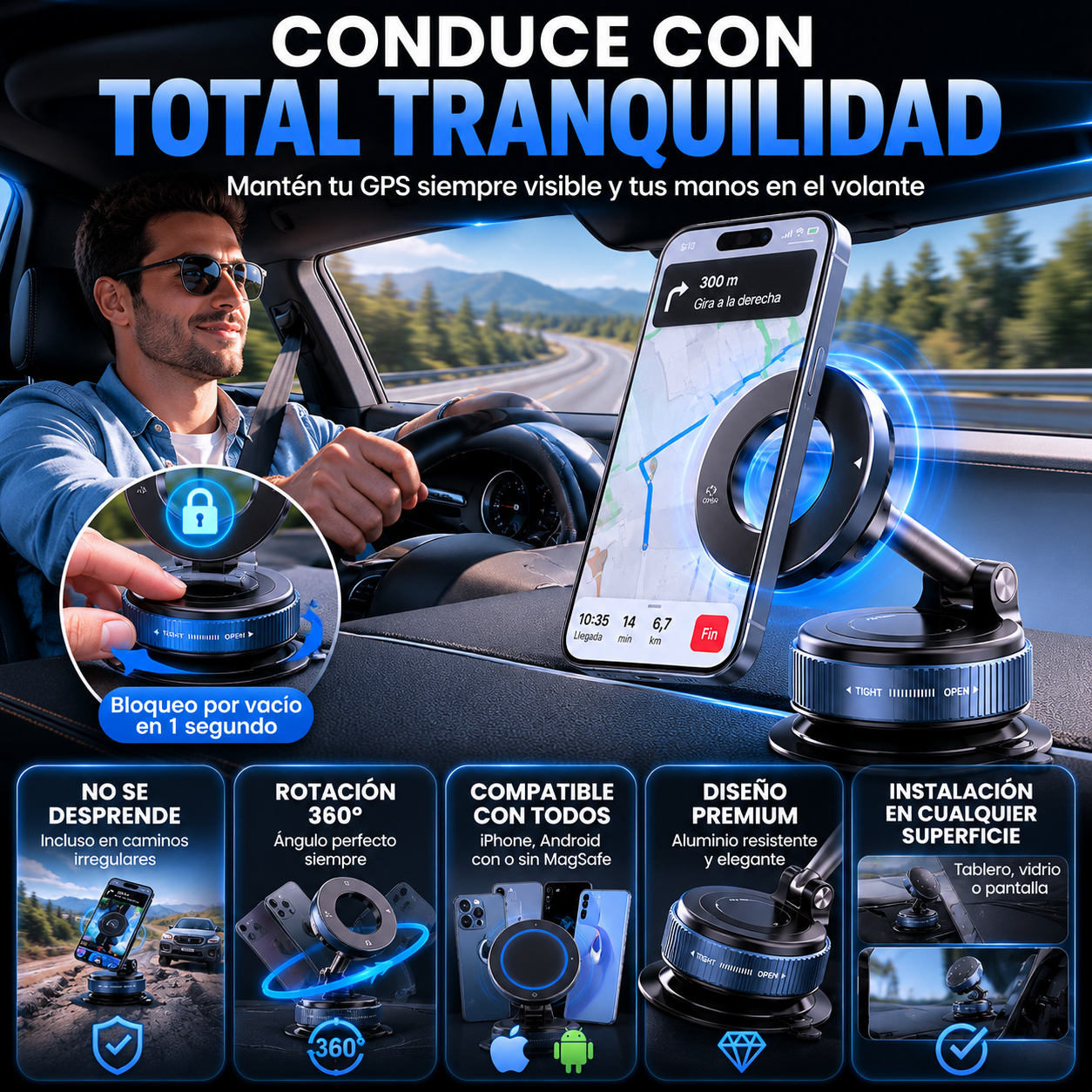 MagneticX™ | Soporte Magnético con Fijación por Vacío