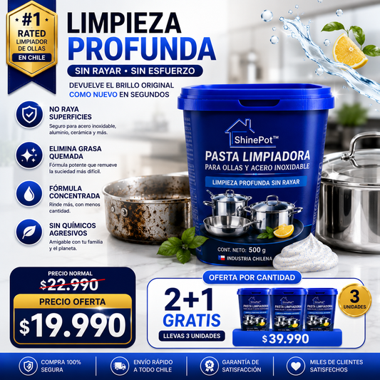 ShinePot™ | Pasta Limpiadora Premium para Ollas y Acero Inoxidable