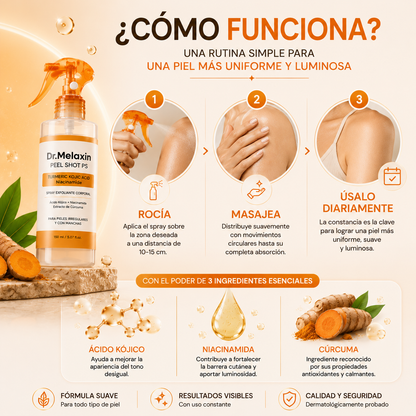Dr. Melaxin Peel Shot PS Spray Exfoliante Corporal con Ácido Kójico, Cúrcuma y Niacinamida 200 ml