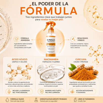 Dr. Melaxin Peel Shot PS Spray Exfoliante Corporal con Ácido Kójico, Cúrcuma y Niacinamida 200 ml