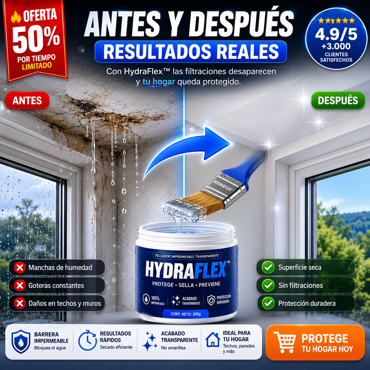 HydraFlex™ Sellador Impermeable Transparente