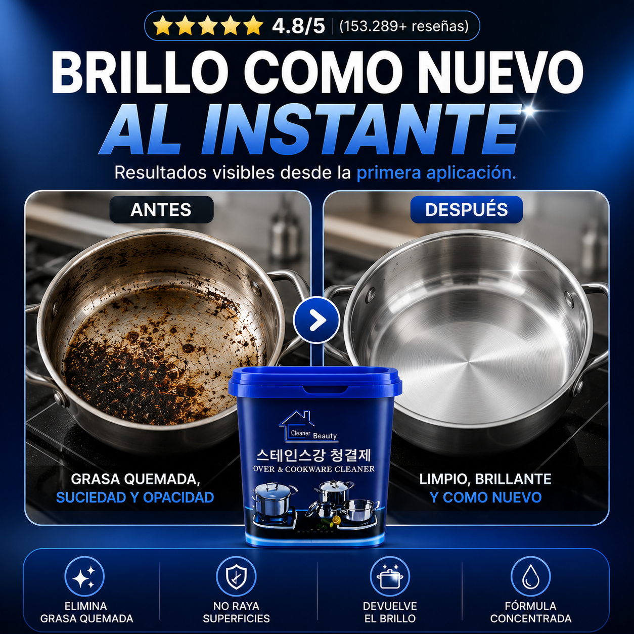 ShinePot™ | Pasta Limpiadora Premium para Ollas y Acero Inoxidable
