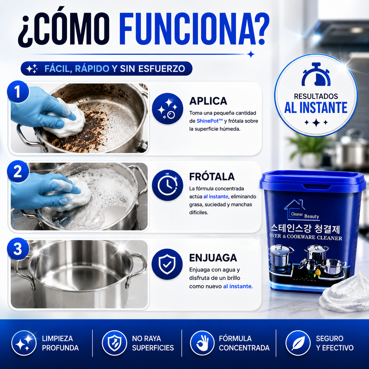 ShinePot™ | Pasta Limpiadora Premium para Ollas y Acero Inoxidable